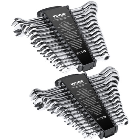 VEVOR Schlüsselsatz 30-teiliger Ratschenschlüsselsatz mit Organizer-Rack, Cr-V-Stahl-Schlüsselsatz SAE 1/4 bis 1 Zoll, metrisch 8 bis 24 mm, ideal für den allgemeinen Haushalt, Garage, Werkstatt (1/5)