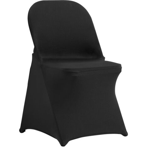 VEVOR Stuhlhussen aus Elastischem Spandex für Klappstühle, Universell Passender, Kurzer Vorderbezug, Abnehmbare &Waschbare Schonbezüge, für Hochzeit, Urlaub, Party, Feier, (50 Stück, Schwarz) (1/5)