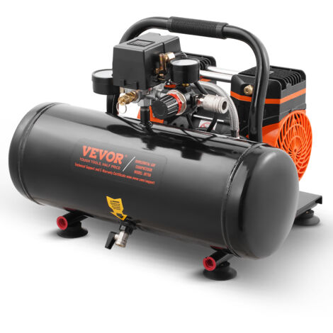 VEVOR-Luftkompressor,2 Gallonen Stahltank,1 PS,2,5 CFM,8 Bar,ölfreier Luftkompressor und max. 120 PSI Druck,81 dB,ultraleiser tragbarer Kompressor,für Autoreparatur,Reifenbefüllung,Spritzlackierung (1/5)