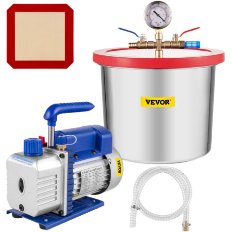 VEVOR 2 Gallonen Vakuumpumpe Vakuumkammer Unterdruckpumpe 4CFM 1/3HP Vakuumpumpe (1/5)