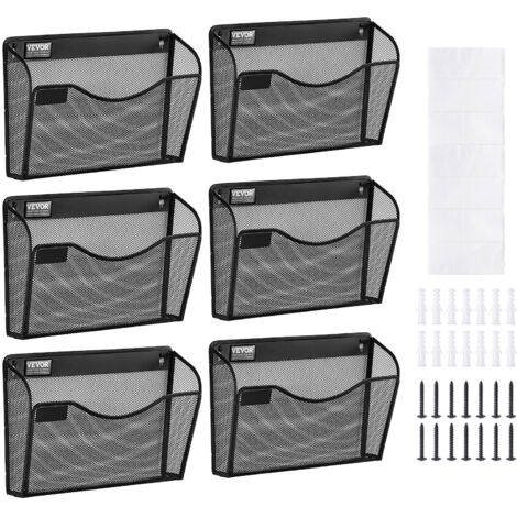 VEVOR 6 Pack Wand Zeitungshalter, Einzelfach wandmontierter Organizer Zeitungsständer aus Metall, Magazinhalter Prospekthalter für Zeitschriften Papier und Dokumente Aktenablage für Büro Schule (1/5)