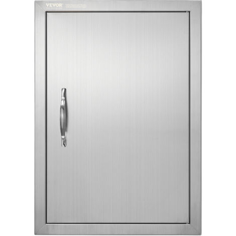 VEVOR Grillzugangstür, 432 x 610 x 46 mm, Einzelne Außenküchentür, Flächenbündig Montierte Edelstahltür, Vertikale Wandtür mit Griff, für Grillinsel, Grillstation, Außenschrank usw.