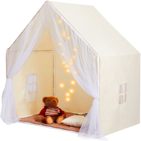 VEVOR Kinderspielzelt, Kinderzelt für Kinder von 1–5 Jahren, Kleinkinderzelt mit Matte und Zeltlampe, Zelt für Kinder mit Fenstern für drinnen und draußen, Jurtenzelt Beige 1 Tür 2 Fenster