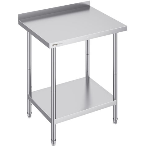VEVOR Edelstahl-Arbeitstisch, gewerblicher Arbeitstisch zur Lebensmittelzubereitung, robuster Arbeitstisch mit einstellbarer Höhe für Restaurant, Zuhause und Hotel Zubereitungstisch 610 x 762 x 914 mm (1/5)
