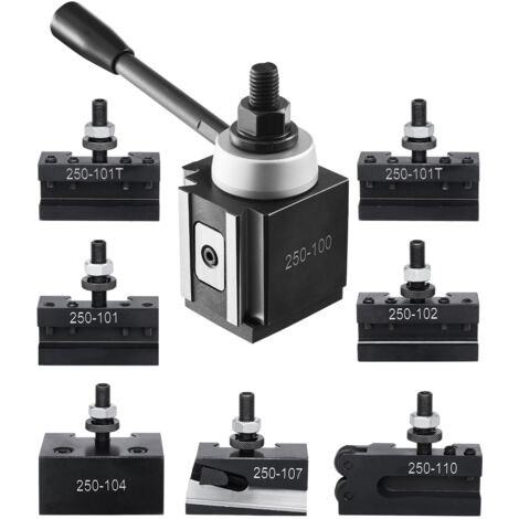 VEVOR Schnellwechsel-Werkzeughalter-Set, 8-teilig, inkl. Drehwerkzeughalter, Keil-Werkzeughalter mit Drehwerkzeughalter-Zubehör, passend für Mini-Drehmaschinen und Metalldrehmaschinen (1/5)