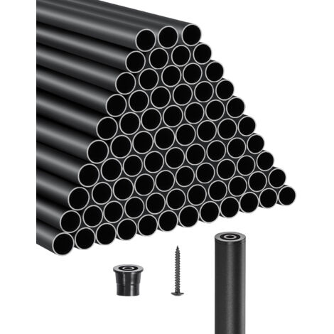 VEVOR Geländerstab, 101er-Set, φ19x813 mm Aluminium-Treppenbaluster, runder Stab, Zierstab, Hohldeckgeländer mit Geländerkappen und Schrauben für Treppen, Veranda, Terrasse, Zaun, schwarz (1/5)