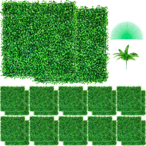 VEVOR Künstliche Pflanzenwand 24 Stk. 10 x 10 Zoll, Sichtschutz Hecke Künstlich Grün, Künstliche Buchsbaumplatte PE, Sichtschutz Kunstpflanzen 25 x 25 cm Sichtschutzhecke Wanddekoration Pflanzenwand (1/5)