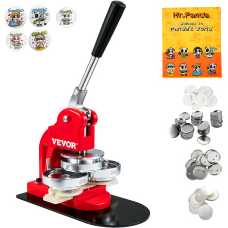 VEVOR Buttonmaschine Knopfmachermaschine, 75 mm (3 Zoll) Badge Punch Press Set, Kinder DIY Geschenke Pin Maker, Button Herstellung Zubehör mit 500 Stk. Button Ersatzteile & Kreisschneider & Zauberbuch (1/5)