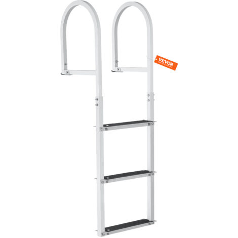 VEVOR Dockleiter 3 abnehmbare Stufen 227 kg Tragkraft, Ponton-Bootsleiter aus Aluminiumlegierung mit 8 cm breiter Stufe und rutschfester Gummimatte, für das Einsteigen in Schiffe/Seen/Schwimmbäder (1/5)
