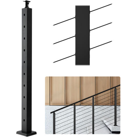 VEVOR Kabelgeländerpfosten, 914x50,8x50,8 mm, Geländerpfosten mit 30° vorgebohrten Löchern, SUS304 Edelstahl, gebogene Halterung, für Handlauf, Balustraden, Schwarz, 1JZLGZXHS914YIVIS001V0 (1/5)