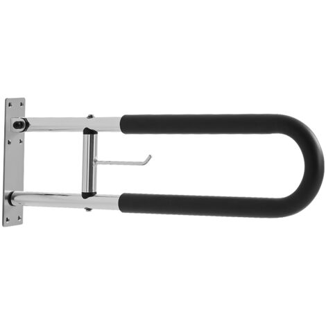 VEVOR Aufstehhilfe Toilette, 76,5 cm Wandstützgriff, Handikap Haltegriff für Senioren, hochklappbare Toiletten-Haltegriffe mit Anti-Rutsch-Griff, 136 kg Tragkraft, Sicherheitshandlauf mit Papierhalter (1/5)