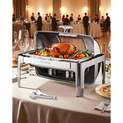Edelstahl Chafing Dish Buffetwärmer Rund – 5 L, Mit Deckel & Brennstoffbehälter, Poliert, Für Partys, Catering & Veranstaltungen