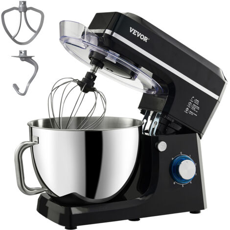 VEVOR KüchenmaschineTeigmixer 1400 W 7,84 L Küchenmaschine mit kippbarem Kopf Edelstahlschüssel Knethaken Schneebesen Schaber, Haushalts-Küchenmaschine zum Backen und Mixen, schwarz (1/5)