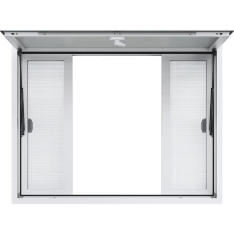 VEVOR Imbissfenster 48"x36", Servicefenster aus Aluminiumlegierung für Imbisswagen mit 4 horizontalen Schiebefenstern & Markisentür & Zughaken, bis zu 85 Grad schwenkbares Servierfenster (1/5)