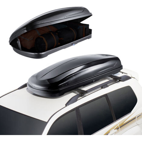 VEVOR Auto Dachbox Dachkoffer Aufbewahrungsbox 220 L, ABS-Hartschalen Dachgepäckträger Aufbewahrungsbox mit beidseitiger Öffnung und 2 verstärkten Gurten, Gepäckaufbewahrungsbox für SUVs Schwarz