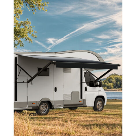 VEVOR Markise für Wohnmobile elektrische wasserdichte Modulmarkise Seitenmarkise (5504 mm) mit Aluminiumlegierungsrahmen, schwarze Außenmarkise mit Farbverlauf, Sonnenschutz für Camping (1/5)