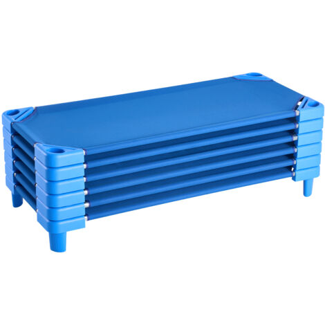 VEVOR stapelbares Kinderbett 6er-Pack tragbare Kleinkinder-Schlafbetten, Standardgröße 130 x 57 x 15 cm, Kindertagesstättenbetten Vorschulklassenzimmer zum Schlafen Ausruhen Mittagsschlaf, blau (1/5)