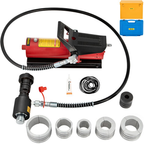 VEVOR Hydraulischer Auspuffrohr-Expander, Größe 1-5/8" bis 4-1/4", 10-T-Pedalpumpe im Lieferumfang enthalten, mit 4 Matrizen, 2 Aufbewahrungskoffern für Kupfer-Aluminium-Rohre bei der Autoreparatur (1/5)