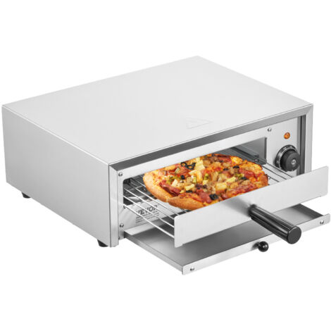 VEVOR Elektrischer Pizzaofen für die Arbeitsplatte, 12 Zoll, 1500 W, Temperaturbereich 0–300 °C, Edelstahlkonstruktion und leicht zu reinigende Krümelschublade, geeignet für gewerbliche