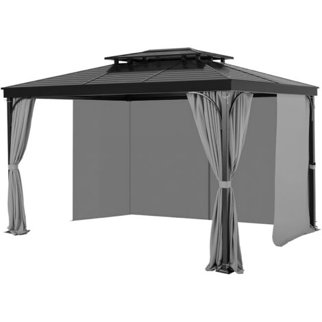 VEVOR Terrassenvorhang, 2830x3400x2035mm, Seitenwand-Sichtschutzvorhänge für Pavillons mit Reißverschlüssen, Sonnenschutzvorhänge als Ersatz für Terrassenüberdachung, nur Vorhänge, grau (1/5)