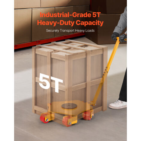 Produktbild von Schwerlast-Transporter 6 T – Maschinenroller Mit 4 PU-Rädern, 360° Drehbar, Aus Kohlenstoffstahl, Für Werkstatt Und Fabrik (Gelb)