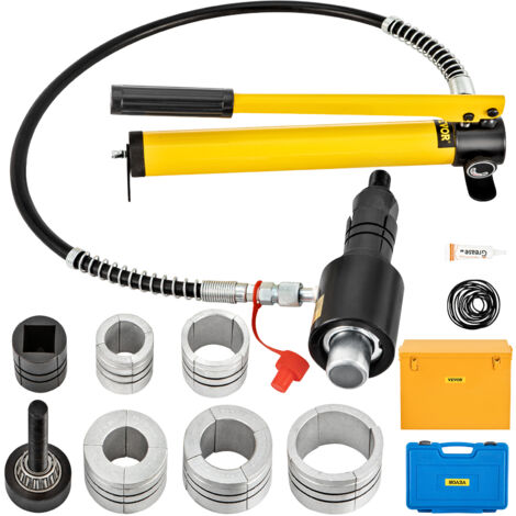 VEVOR Hydraulischer Auspuffrohr-Expander, Größe 1-5/8"-4-1/4", 10 T, manueller hydraulischer Rohrstrecker mit 4 Matrizen und 2 Aufbewahrungskoffern für Kupfer- und Aluminiumrohre bei der Autoreparatur (1/5)