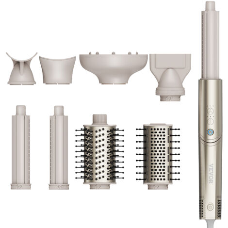VEVOR 8-in-1-Lockenstab, 1,25-Zoll-Lockenstab-Set aus Keramik mit 2 Zylindern, 2 Bürsten, 4 Düsen für trockenes/glattes/lockiges/voluminöses Haar, Lockenstab für langes, mittellanges und kurzes Haar (1/5)
