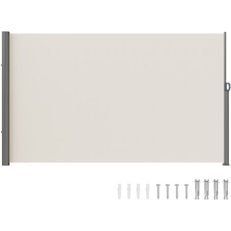 VEVOR Seitenmarkise 180 x 300 cm Seitenwandmarkise aus 180 g/m² Polyestergewebe mit PU-Beschichtung Markise einziehbarer Griff mit Federmechanismus Sichtschutz Blickschutz für Balkone Innenhöfe Beige (1/5)