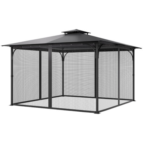 VEVOR Moskitonetz für Pavillon, Mückennetz Ersatz, passend für 365,8x365,8x228,6 cm große Pavillons, Insektenschutz 4-teiliger Seitenwand-Pavillonvorhang, mit Doppelreißverschluss (NUR Netz)