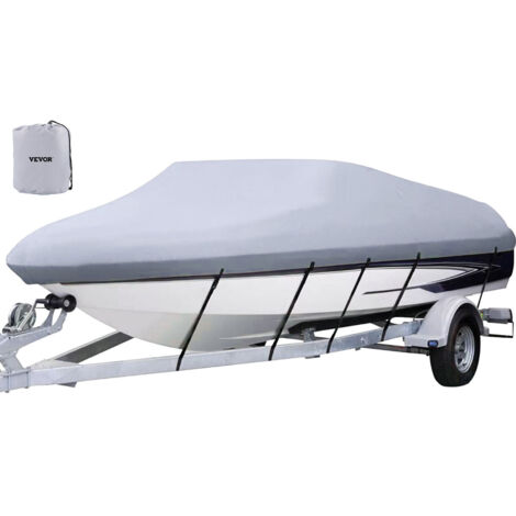 VEVOR Bootspersenning 14-16 Fuß (426-487 cm), Bootsabdeckung 210D Oxford-Gewebe, Persenning Bootsplane mit 5 verstellbaren Riemen, Wasserdicht Schutz V-Rumpf Cover Boat Tarpaulin für Yacht (1/5)
