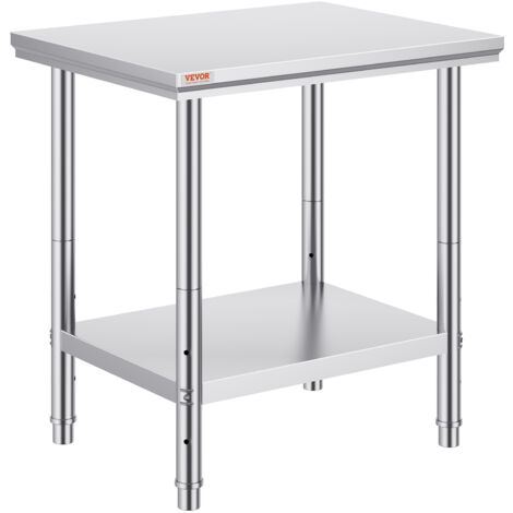 VEVOR 60 x 76 x 80cm Piano di Lavoro per Cucina Professionale Acciaio Inox, Tavolo da Lavoro da Cucina Piano di Lavoro Inox, Tavolo da Lavoro per Cucina Professionale in Acciaio Inox con 4 Gambe