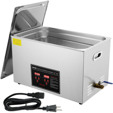 VEVOR Pulitore a Ultrasuoni Display Digitale in Acciaio Inox Capienza 30 Litri con Riscaldamento Tempo Temperatura Regolabile, Macchina Pulitrice a Ultrasuoni per Gioielli Occhiali Orologi Laboratorio