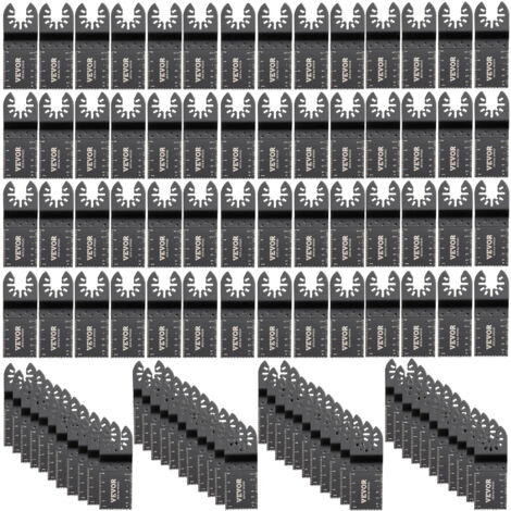 VEVOR Set di Lame Oscillanti 100 Pezzi in HCS per Utensile Multifunzione Taglio di Legno, Kit di Lame Multifunzione Totale 100 Pezzi Sostituibili per Taglio Plastica Legno con Scala (1/5)