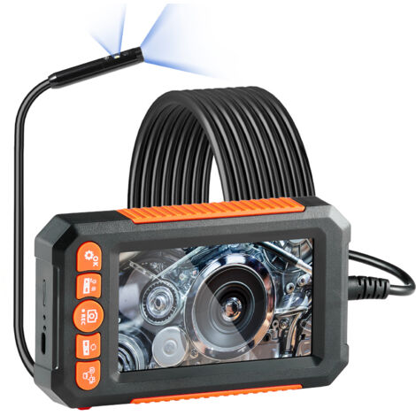 VEVOR Telecamera Endoscopica Luce, Boroscopio a Doppia Lente con Cavo 5 m Scheda 32 GB, Schermo 109 mm 1080P Luci LED Zoom 4X, Telecamera a Serpente Impermeabile IP67, Idraulica Telecamera Ispezione