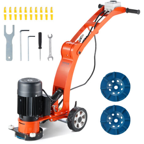 VEVOR Smerigliatrice Elettrica per Pavimenti in Cemento 180 mm Lucidatrice per Pavimenti in Cemento 1500W 1400 Giri/min Motore Senza Spazzole, Smerigliatrice per Superfici per Granito/Marmo/Pietre