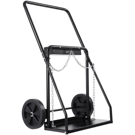 VEVOR Carrello per Bombole di Saldatura Doppie, Capacita di Peso Statico 200 kg Carrello per Bombole di Ossigeno e Acetilene con Ruote Piene 254 mm per Bombole di Gas Doppie da 317,5 mm di Diametro