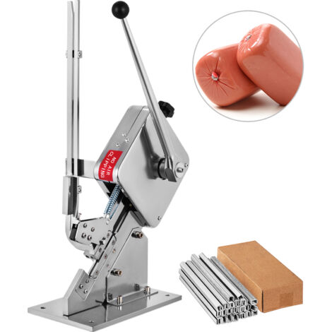 VEVOR Macchina per Tagliare Salsiccia a Forma di U con 1 Scatola di Fermagli 5000 pezzi, Manuale Clipper in Acciaio con Finitura Cromata, Salsiccie Tosatrice con Ritaglio
