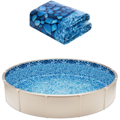 VEVOR Rivestimento per Piscina Rotonda per Piscina Diametro 24 Piedi, Rivestimento Protezione per Pareti di Piscine Fuori Terra 54 Pollici Stile Sovrapposto, Rivestimento Piscina in Materiale Vinile