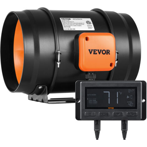 VEVOR Ventilatore Estrazione Condotto in Linea 20cm HVAC EC Velocita Regolabile, Ventola di Aspirazione a Condotto in Linea Potenza Nominale 68W 3000 giri/min Rumore a 39 dB, Ventola Estrazione Aria