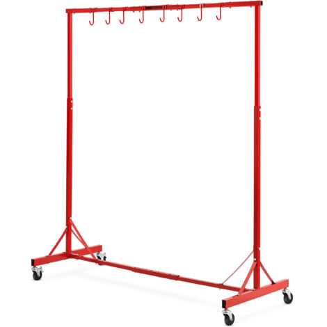 VEVOR Supporto per Verniciatura, Altezza Regolabile da 1,5 a 2,1 m Supporto per Carrozzeria per Auto con 8 Ganci, 4 Ruote Girevoli, Capacita di 30 kg per Officine di Riparazione Auto e Garage, Rosso (1/5)