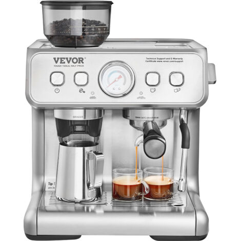 VEVOR Macchina per Caffe Espresso con Macinacaffe, Macchina per Caffe Espresso Semiautomatica da 15 Bar con Montalatte, Serbatoio dellAcqua Estraibile e Manometro (1/5)