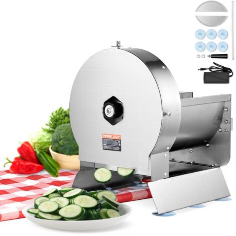 VEVOR Affettatrice Elettrica per Verdure, Affettatrice Commerciale Spessore 0-12 mm, Convertibile a Manuale, Affettatrice per Alimenti in Acciaio Inox, per Patate, Limone, Pomodoro, Mela