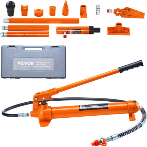 VEVOR Martinetto Idraulico 12T, Pressa Idraulica Portatile Carrozzeria Corsa 132mm, con Tubo Olio da 1,4 m e Custodia, per Riparazione Telaio Auto Costruzione Auto, Martinetto Idraulico Cilindro