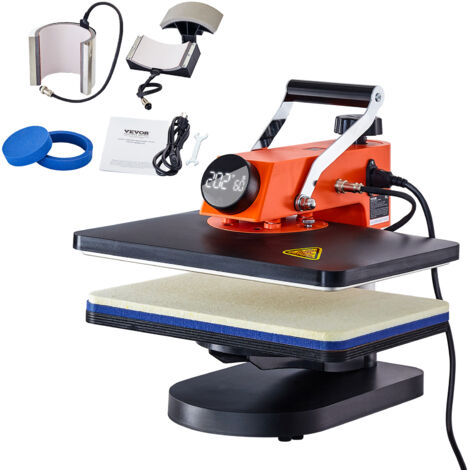 VEVOR Pressa a Caldo 42 x 40 x 39 cm Macchina per Sublimazione Digitale Oscillante a 360° Pressa di Calore 5 in 1, per Magliette, Striscioni, Borse in Tela, Tazze per Cuscini, Riscaldamento Rapido