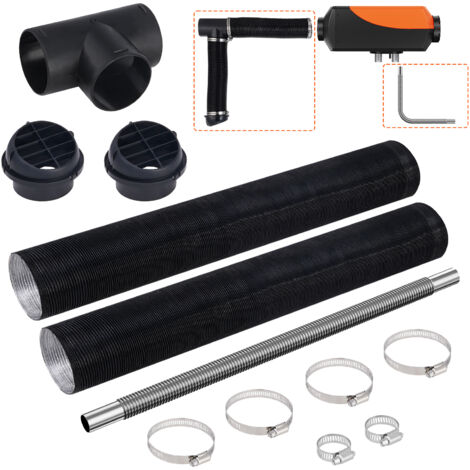 VEVOR Kit condotto tubo riscaldatore diesel 3", tubo di scarico in acciaio inox da 1", 2 prese dearia, connettore uscita aria con raccordo a T per riscaldatori ausiliari diesel 2kW/5kW/8kW (1/5)