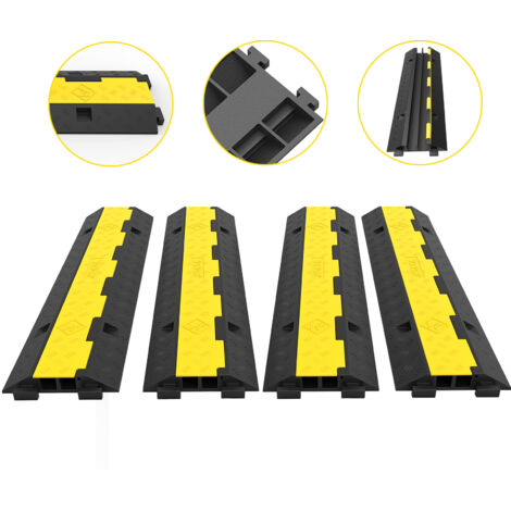 VEVOR Rampa Modulare per Condotto 2 Canale, Protezione Cavo in Gomma e PVC Carico 4.989 kg, Rampa di Protezione per Cavi in Nero Giallo da 4 Pezzi Uso in Parcheggi, Magazzini, Palchi, Scuole, Hotel (1/5)