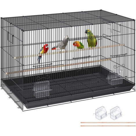 VEVOR Gabbia per Uccelli 76x46x45,5cm Voliera per Pappagalli in Acciaio al Carbonio Q195 Casetta per 2-3 Uccelli di Medie e Piccole Dimensioni con Supporto Posatoi e Vassoio, per Cacatua Parrocchetti