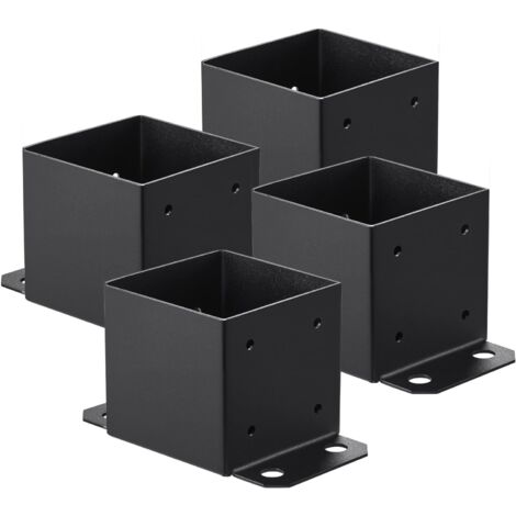 VEVOR Confezione di Supporti 4 Pezzi per Pali in Legno 152 x 152mm, Kit Base per Pali Interni 142 x 142mm in Acciaio a Carbonio per Ancoraggio Pali in Legno Ringhiere, Corrimano di Terrazze, Portici