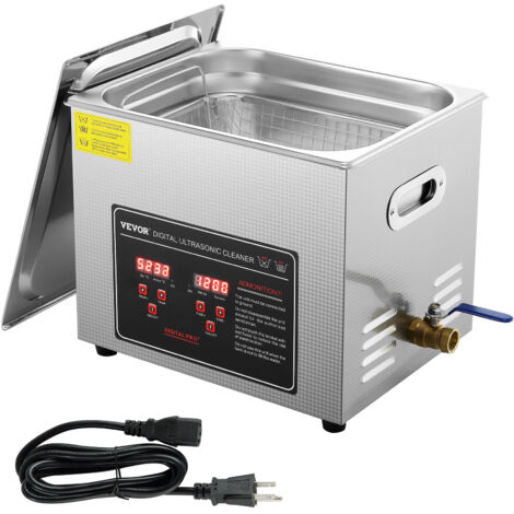 VEVOR Pulitore a Ultrasuoni Display Digitale in Acciaio Inox Capienza 10 Litri con Riscaldamento Tempo Temperatura Regolabile, Macchina Pulitrice a Ultrasuoni per Gioielli Occhiali Orologi Laboratorio (1/5)