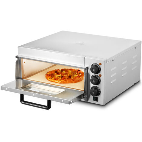 VEVOR Forno per pizza commerciale da banco , 14" Single Deck Layer, forno elettrico per pizza in acciaio inox con pietra e maniglia, macchina per pizza multiuso per interni per ristoranti, pretzel al 